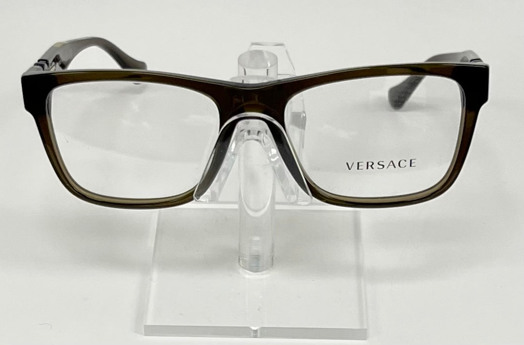 Front view of Versace MOD 3303 men’s eyeglasses in Havana brown, size 55-18-140