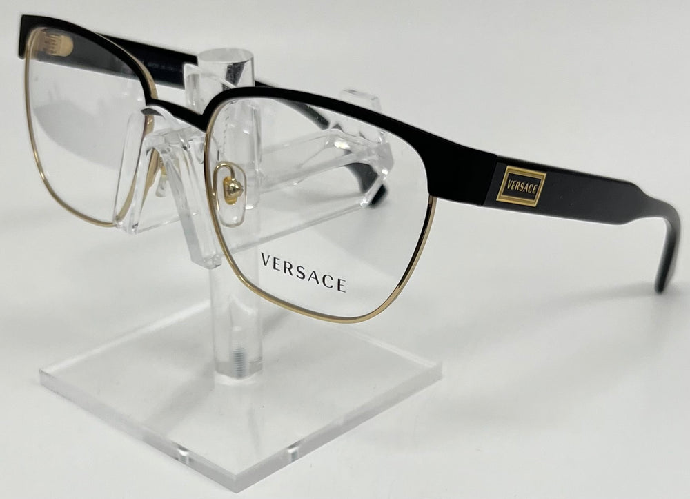Versace MOD 1264 men's eyeglasses in black and gold with original demo lenses – side view