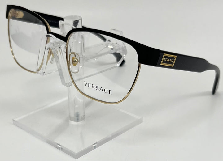 Versace MOD 1264 men's eyeglasses in black and gold with original demo lenses – side view