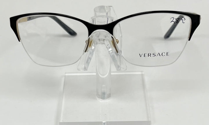 Versace MOD 1218 semi-rimless black cat-eye eyeglasses with gold temples