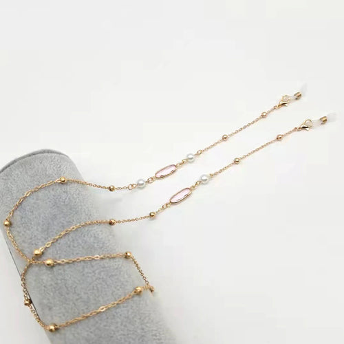 Cordón para gafas de cristal verde/con perlas