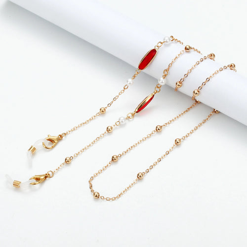 Cordón para gafas de cristal verde/con perlas