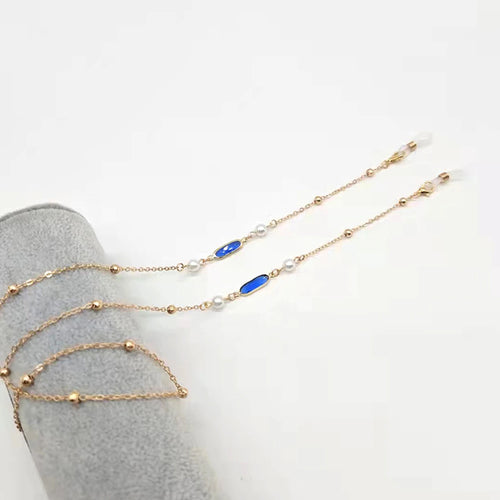 Cordón para gafas de cristal verde/con perlas