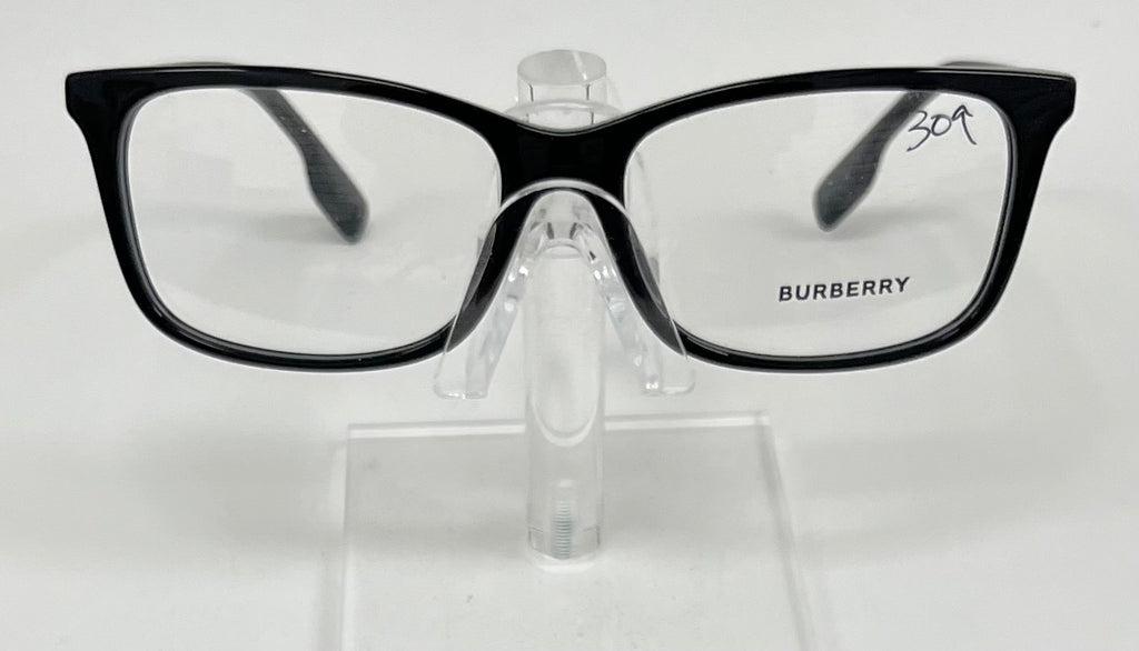 Black Burberry eyeglasses on a white background