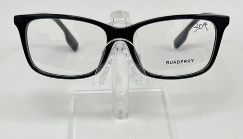 Black Burberry eyeglasses on a white background
