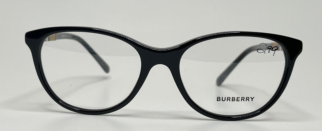 Black Burberry eyeglasses on a white background