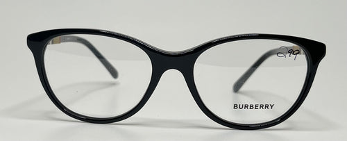 Black Burberry eyeglasses on a white background
