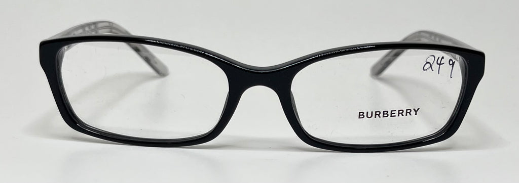 Black Burberry eyeglasses on a white background