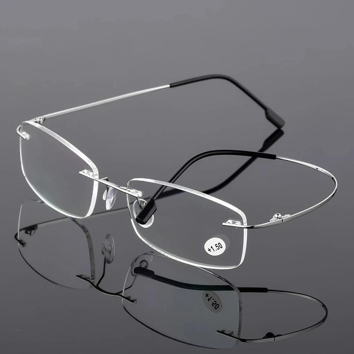 Blue Light Ultralight TR90 Memory Titanium Rimless Readers