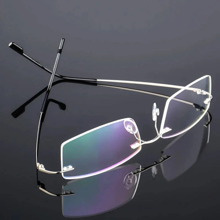 Blue Light Ultralight TR90 Memory Titanium Rimless Readers