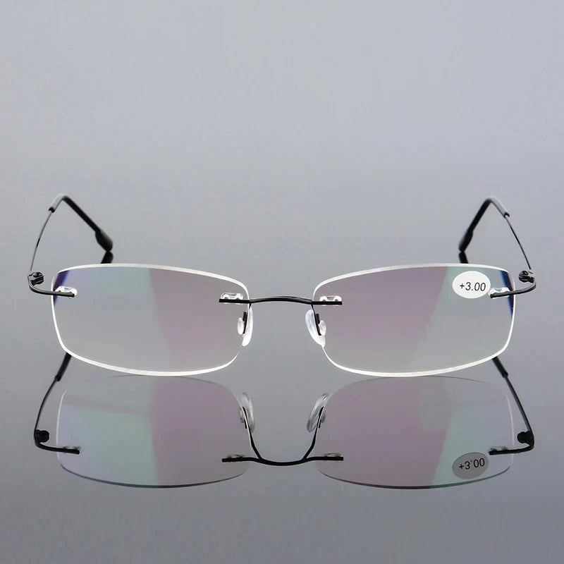 Blue Light Ultralight TR90 Memory Titanium Rimless Readers